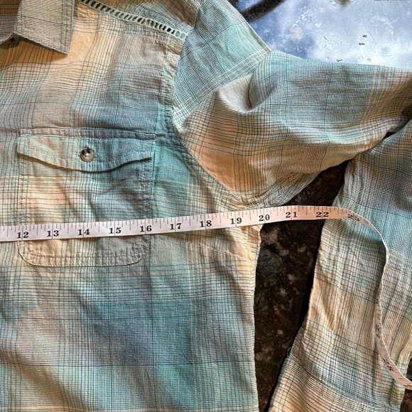 Toad & Co Aquifer Airbrush Long Sleeve Deco button down. Organic cotton. EUC. L - Picture 9 of 11